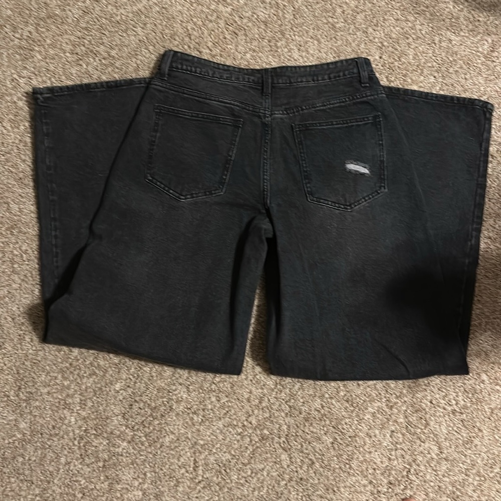Momkrom black ripped baggy wide leg jeans M/UK10 - Picture 5 of 8